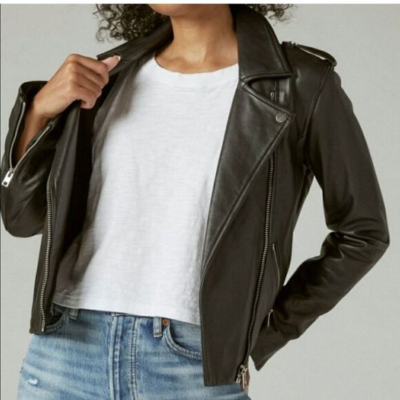 Lucky Brand 100% Lamb Leather Skin Jacket Size small - Picture 2 of 16